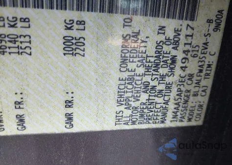 2014 Nissan Maxima 3.5 Sv from USA, damaged, VIN 1N4AA5AP3EC494117